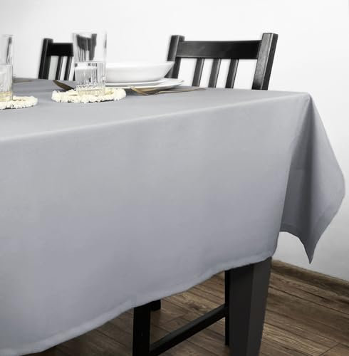 Rollmayer Tischdecke Tischtuch Tischwäsche Gastronomie Kollektion Vivid Uni einfarbig pflegeleicht waschbar 21 Farben zur Auswahl, Produkt für den täglichen Gebrauch(Silbergrau 31, 120x160cm)