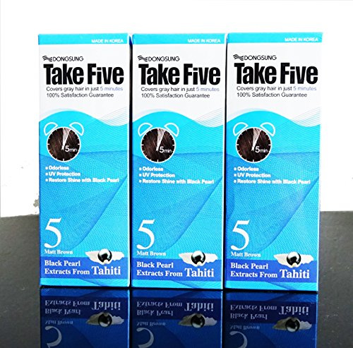 Take Five Tinte de pelo gris cobertura no.5 matt brown sin olor sin amoniaco protección uv, vitamina c (pack de 3)