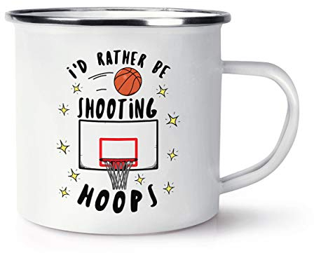 I'd Rather Be Shooting Hoops Basketball Retro Enamel Mug Cup