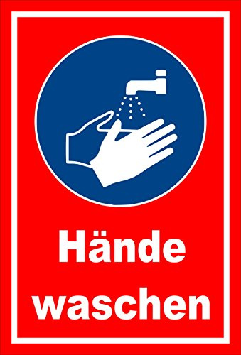 Melis-Folienwerkstatt Aufkleber - Gebots-Zeichen - Hände waschen - entspr. DIN ISO 7010 / ASR A1.3 – 15x10cm – S00361-022-D +++ in 20 Varianten