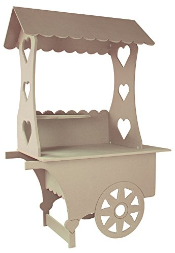 Monster Shop - Carretto dei Dolci, Dessert, Zucchero Filato e Fiori in Legno MDF per Matrimonio, Compleanno e Battesimo 199cm x 133cm x 73cm