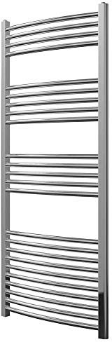 Greened House Chrome Curved Heated Towel Rail 600mm wide Central Heating Towel Radiator (600mm x 1400mm)