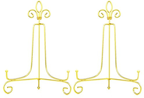 Hetoco (2 Stück) 10 Zoll Gold Eisen Staffeleien Tellerständer Tellerhalter Telleraufsteller klappbar,Aufsteller Ständer für Präsentation von Sammelteller Schalenständer, Bücher, Teller, DVD,Bild