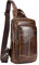 Hebetag Leder Sling Bag Wandern Daypack für Männer Frauen Outdoor Reisen Camping Angeln Crossbody Schulter Brust Pack Rucksack (#07Braun)