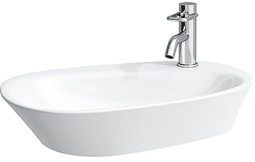 Laufen Palomba Waschtisch-Schale, 1 Hahnloch, mit Überlauf, mit Hahnlochbank, 600x400, Farbe: Weiß mit LCC - H8168034001041
