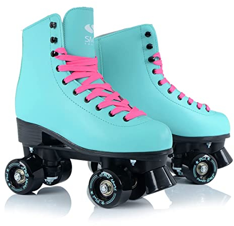 SMJ sport Damen Klassische Retro Rollschuhe | ABEC7 Kugellager | Mint Rosa Mädchen Classic Roller Skates Inliner Inlineskates | Gr. 35, 36, 37, 38, 39, 40, 41 (Türkis, 38)