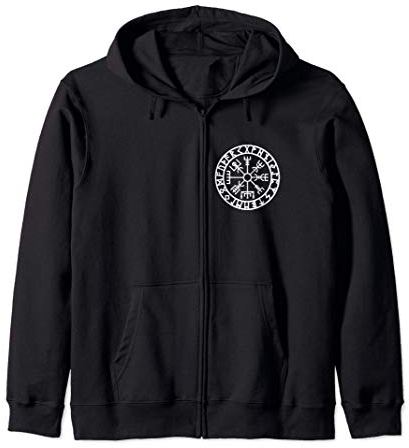 Vegvisir Wikinger Kompass Rune Schutz Symbol Kelten Nordisch Kapuzenjacke