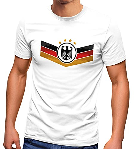 MoonWorks® Herren T-Shirt Deutschland Fußball EM 2024 Deutschlandflagge Nationalfahne Wappen Adler Fanshirt weiß XXL