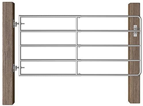 5 Bar Field Gate Garden Door Sturdy and Durable Tight Structure Security and Privacy Steel (95-170) x90 cm Silver