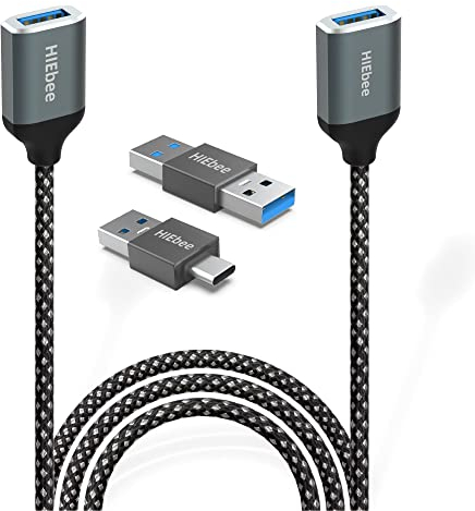 EBEETECH USB 3.0 auf Verlängerungskabel, weiblich, A-Stecker, C-Adapter, kompatibel mit Maus, Tastatur, Laptop, 3 Stück