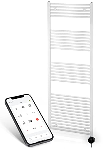anapont elektrischer Badheizkörper - W-LAN WiFi steuerung per APP - Handtuchheizkörper - Badheizung elektrisch - Handtuchheizung - Made in Germany… - gerader Handtuchwärmer Weiß 1775 × 750 mm