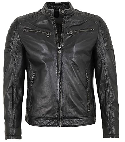 Gipsy - Herren Echtleder Lederjacke Bikerjacke Lammnappa schwarz Pflanzlich gegerbt Größe Small