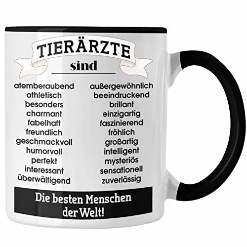 Trendation - Tierarzt Geschenk Tasse Geschenkidee Tierärzte Spruch Becher Kaffeetasse Veterinär Pferdearzt Tiermedizin (Schwarz)