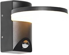 Qazqa led Modern außen Wandleuchte, Außenlampe mit Bewegungssensor, Wandlampe für den Garten - Esmee - Schwarz, inkl. 10.5W integrierter LED, 16.5cm, IP54, Rund