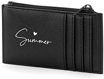 Active Window Films Personalised Card Holder, Monogram, Initial Purse, Credit Card Coin Purse, Initial cardholder, Personalised Purse, Gift for her (Style 2, White on Black)