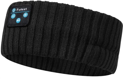 Fulext Bonnet Bluetooth pour Casque de Sommeil sans fil - Cache-oreilles en Tricot d'hiver - Cache-Oreilles - Cadeau pour Femme, Homme, Papa, Maman, Ami, Adolescent, Lui, Elle, Noir