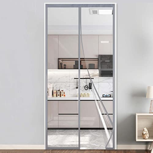 RICOLUS Magnétique Rideau Porte Isolant Thermique,EVA Transparent Rideau Thermique Isolant Anti Froid Porte Entrée Privée Rideau D'occultation pour Maison Bureau (85x195cm(33x77in))