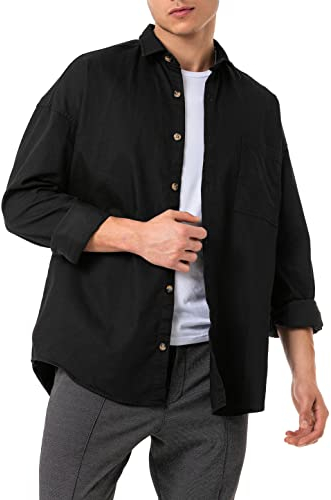 Redbridge Chemise en jean de qualité supérieure - Manches longues - Oversized, Noir , XL