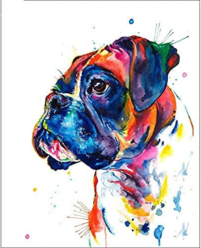 KESIMO DIY Papery Jigsaw Puzzle Giant Wood Adult Dog 1000 Pieces New Watercolor Boxer Dog Model 38x26CM