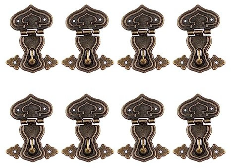 FSSTUD 8 Pcs Small Antique Bronze Hasp Mini Box Padlock Latch Decorative Vintage Lock Clasp Wooden Box Locking Hasp Jewelry Box Latches Hardware