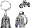 XNZMYN 2 Stück Guardian Bell Motorrad Glöckchen, Edelstahl Motorrad Glocke Glücksbringer, Motorradglockenaufhänger Chrom für Motorrad Zubehör oder Schlüsselanhänger (Blau+Schwarz)