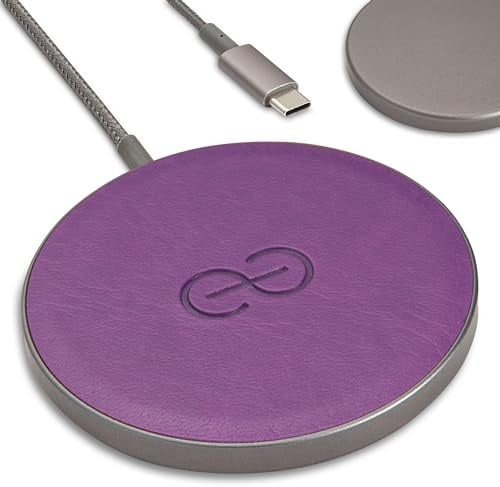 Dreem Empower Magnetic Wireless Charger Pad - Kompatibel mit MagSafe für iPhone 18/17/16/15/14/13/12 & Qi-zertifizierte Geräte - Premium Vegan Leder [Lila]