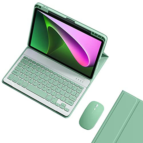 KMXDD iPad 9th/8th/7th Generation Keyboard Case With Mouse - Compatible With Air 3rd Gen and Pro 10.5 Inch - Color Keys Removable Bluetooth Keyboard (Mint Green)
