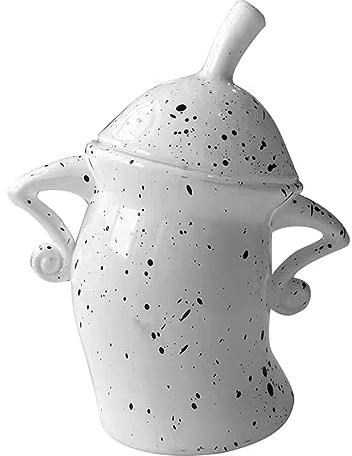 Teapot with Attitude, Canister with Attitude, PVC Durability Food Canisters with Lids,Cute Storage Canister, Food Storage Jar with Airtight Lid for Kitchen (White)