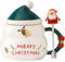 SuperglockT Weihnachtstasse mit Löffel 480ml Keramik Kaffeetasse Weihnachtsbaum design Kaffeebecher mit Weihnachtsmütze Deckel Weihnachtsmotive Bürotasse Geschenkidee (Klingel)