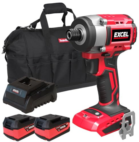 Excel 18V Cordless Brushless Impact Driver with 2 x 5.0Ah Battery Charger & Bag - Brushless Motor, Power Tools Combo Kits, 1/4 Chuck, Excel Dril, 18v Impact Driver, Drill Driver