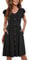 MOLERANI Black Women Summer Dresses Ruffle Sleeve V Neck Casual Swing Elastic Waist Midi Dress with Pockets Solid Black L