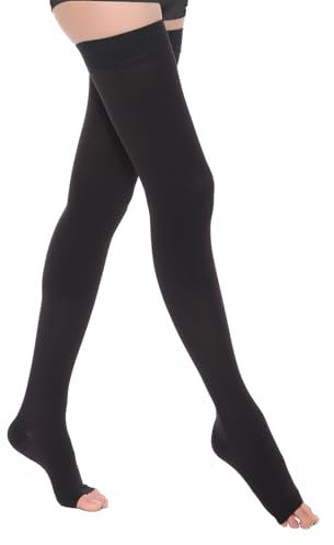 ACWOO Chaussettes de Compression Femme & Homme Longues, 20-30mmhg Classe 2 Medicale Bas De Compression Pied Ouvert, Contention Chaussettes Pied Ouvert, Indiqué pour Les varices, l'œdème