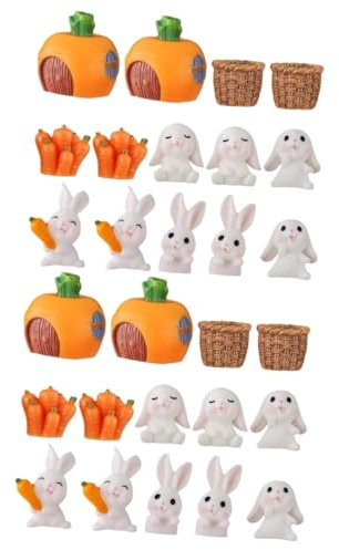 Kisangel 2 Sätze Kaninchen-Verzierung Hase-Kaninchen- Häschen-Statue Animal Figures Ostern Spielzeuge Girlande Hasen-Dekoration für den Außenbereich Hasenkunst Karotte Kranz