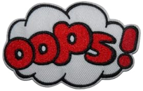 Aufnäher, bestickt, zum Aufbügeln, Pop Art, Wolke, Blase, Oops!