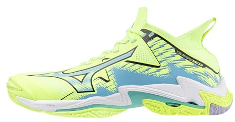 Mizuno Wave Lightning Neo 3 Volleyball Shoe | Unisex Indoor Court Shoe | Neo Lime/Misty Blue | US Men's 15 | US Women's 16.5