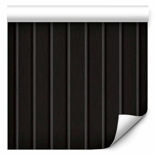 murando - Tapete selbstklebend 10m Holz optik 3D Lamellen - Wandtattoo dekorative Möbelfolie Dekorfolie Fotofolie Panel Wandaufkleber Wandposter - Schwarze Holzbretter f-B-10146-j-a