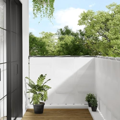 Juroupi Balkon-Sichtschutz Weiß 120x700 cm Balkonbespannung Sichtschutz FüR Den Garten Sichtschutz Zaun 100% Polyester-Oxford