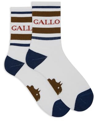 Gallo Calze corte unisex spugna di bianco con righe e scritta