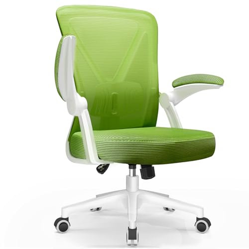Topiake Bürostuhl - Ergonomischer Schreibtischstuhl mit Höhenverstellung, Lendenstütze und Wippfunktion - Armlehnen klappbar - Max. Belastung 150kg - Grün