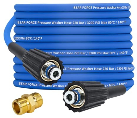 Super Flexible Pressure Washer Hose M22 Brass Fitting 10M 1/4 220Bar, Kink Resistant Extension Hose,Power Washer Hose Replacement for Ryobi, Troy Bilt, Greenworks, Craftsman Most Brand Power Washer