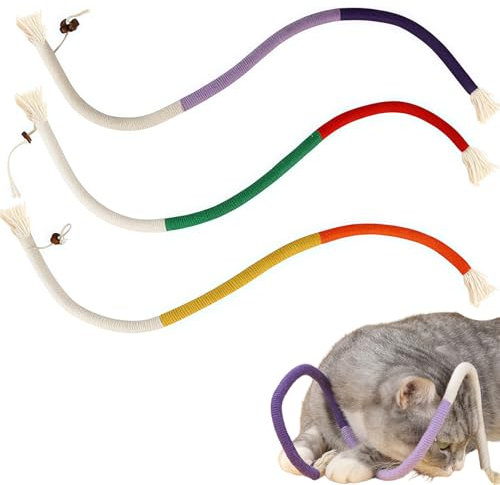 Debbery 3Pcs Catnip Chew Rope, Multiple Colors, Bite-Resistant Catnip Toy, Indoor Cat Toys, for Cats to Entertain Themselves, Chew and Clean Teeth, for All Breeds