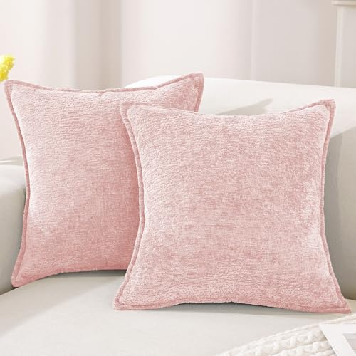 YSTELLAA Chenille Federe Cuscini Divano 40x40 2 Pezzi, Morbido Resistenti Federa Cuscino, Copricuscino Divano Con Forma Corazón Cerniera, Decorativi Elegante Federa Soggiorno, Rosa Cipria