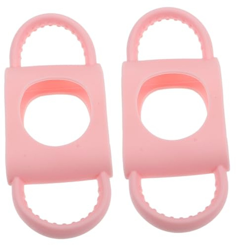 ibasenice 2pcs Silicone Baby Bottle Handles Grip for Toddlers Anti-Slip Removable Milk Bottle Holders Compatible with Dr Brown Pink