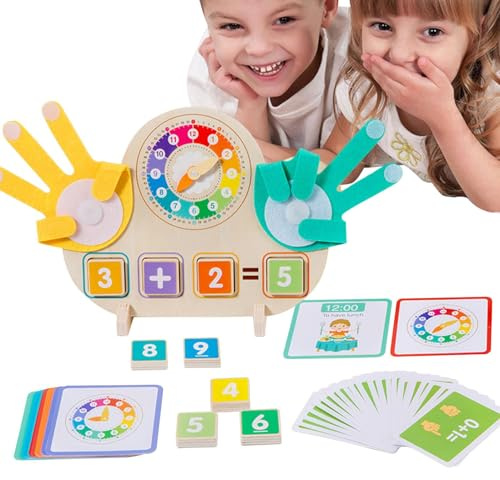 Kanoauo Mathematik Lernmaterial Zahlen Zählbausteine | Rechenspiele Mit Lernuhr Addition Subtraktion - Tragbares Homeschool Material Vorschullehrmittel Für Mädchen Kinder 3-8 Jahre