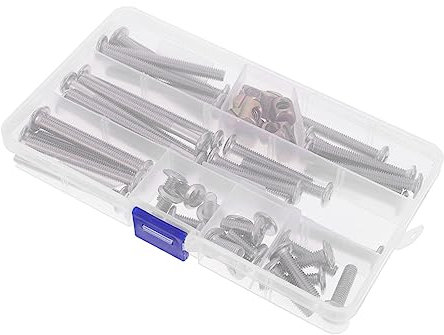 HOMSFOU 1 ensemble Vis de Lit Garçon Fille avec Écrous Kit Pratique de Montage avec Boîte de Rangement Usure Installation Facile pour Meubles et Lits Garçon Fille