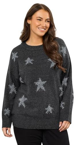 EVANS Curve Star Tinsel Detail Jumper - Women's - Plus Size Curve