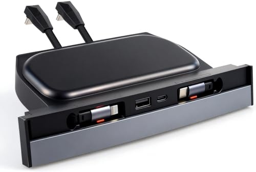 Blacloachai Waterproof USB Hub for Tesla Model 3 and Model Y - 2023/2022/2021 Dock with 4-Port Retractable Charging Cable Supporting Fast Charging (not Compatible with 2024 Model 3)
