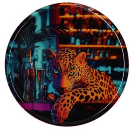 Gift Company Love Trays, Dekotablett, S, Motiv: Leopard, rund, Multicolor 17,7x1x17,7cm