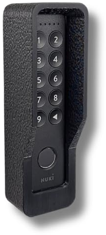 Wandhalterung & Schutzcover kompatibel mit Nuki Keypad 2 und NFC – ASA UV-stabil – Diebstahlschutz mit Torx-Edelstahl-Sicherheitsschraube – Witterungsschutz – schwarz, grobe Struktur, mit Dach