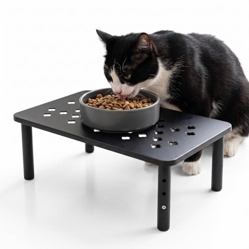 Joinpaya Support pour Distributeur Automatique de Croquettes Chat, Rehausseur Gamelle Chat Réglable en 3 Hauteurs, Support de Rangement en Métal pour Fontaine à Eau et Bol, de Gamelle Surélevé